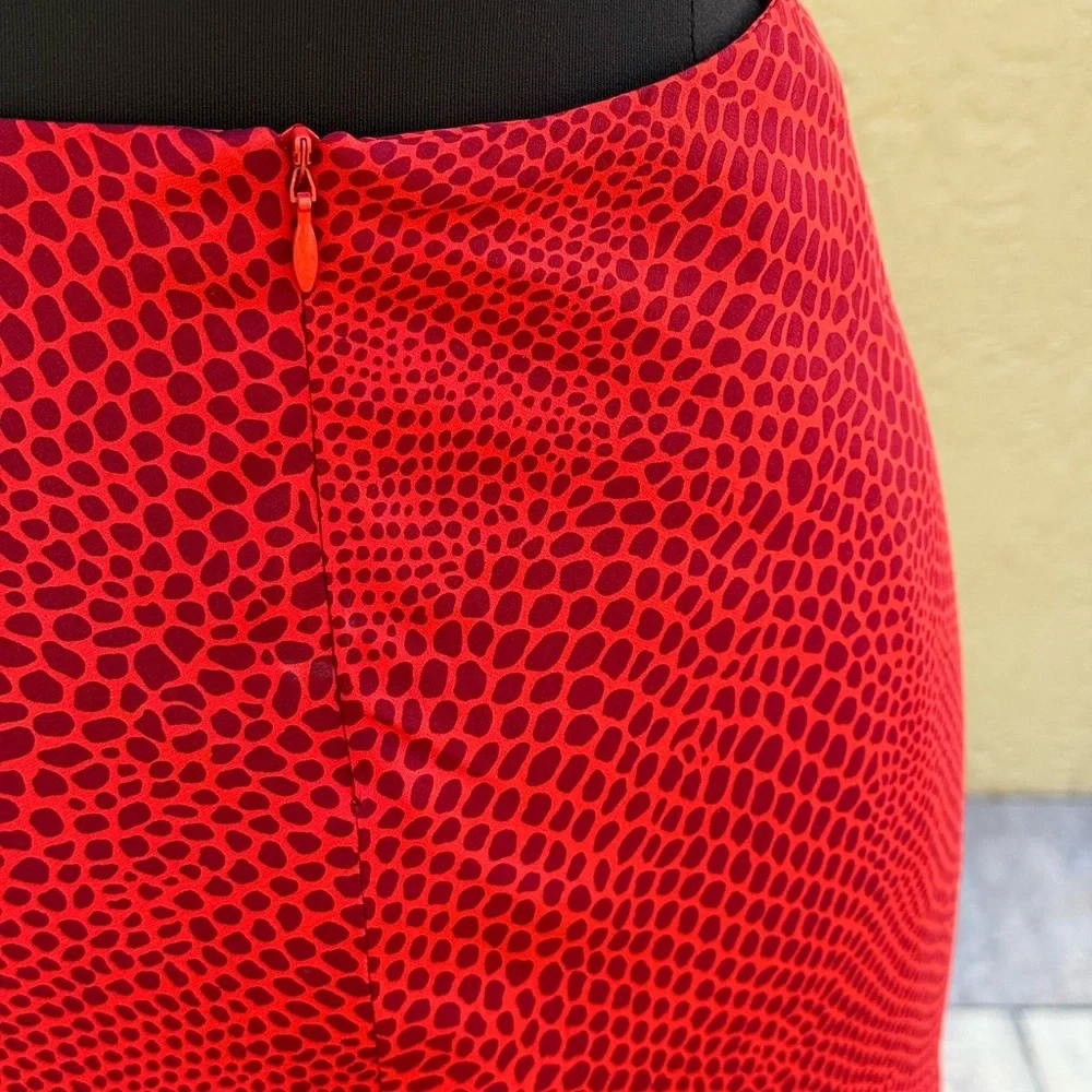 Y2K Vintage SPOONER Prague Red Silk Animal Print Realisation Par Skirt Sz 6/M - Picture 8 of 10